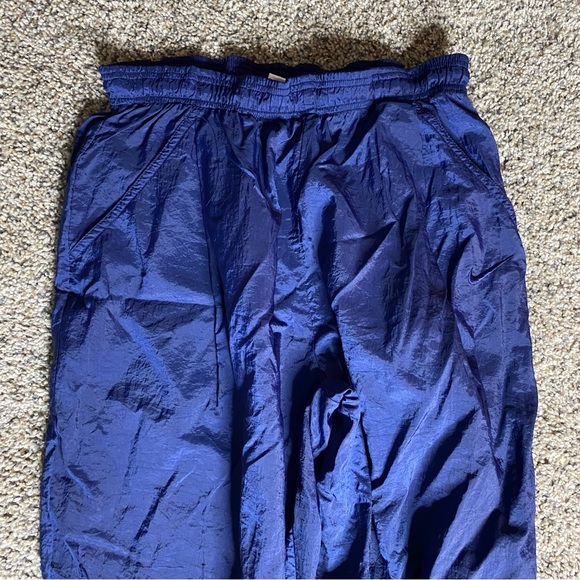 Vintage Nike Pants Mens Large Navy Blue 90s Nylon Track Joggers Sweatpants Baggy - Picture 5 of 9